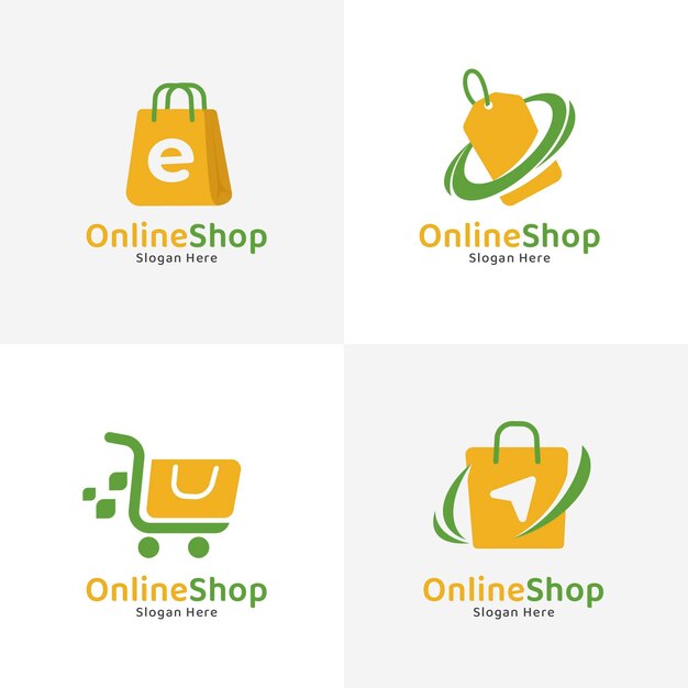 Collection de logo de boutique en ligne design plat