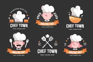 Vecteur gratuit collection de logo de chef design plat