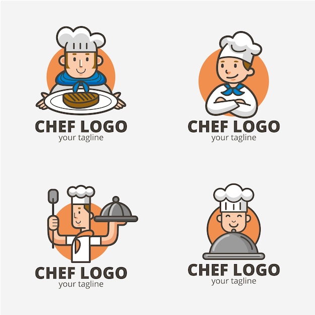 Collection De Logo De Chef Design Plat