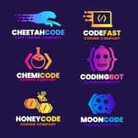 Vecteur gratuit collection de logo de code design plat coloré