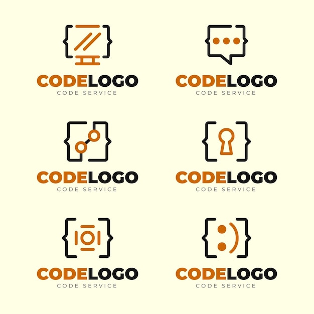 Collection de logo de code design plat