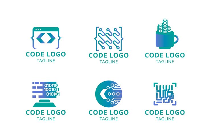Vecteur gratuit collection de logo de code plat moderne