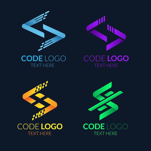Vecteur gratuit collection de logo de code plat