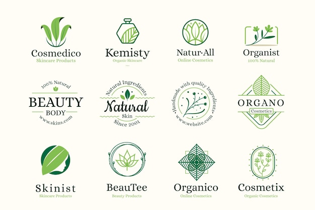 Vecteur gratuit collection de logo de cosmétiques nature