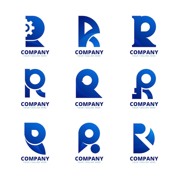 Vecteur gratuit collection de logo dégradé r