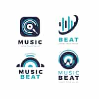 Vecteur gratuit collection de logo dj design plat