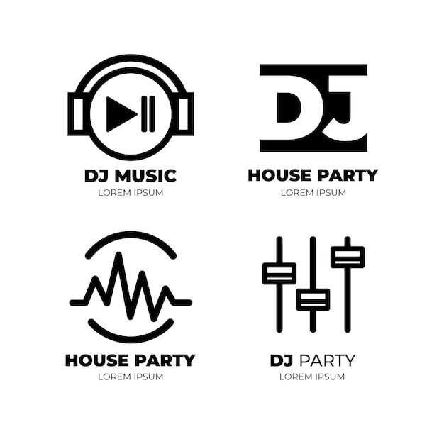 Vecteur gratuit collection de logo dj plat moderne