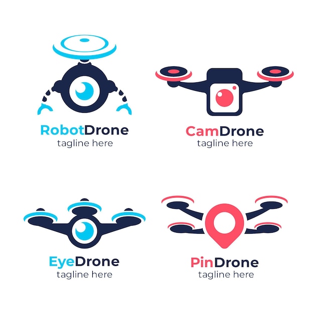 Vecteur gratuit collection de logo de drone plat