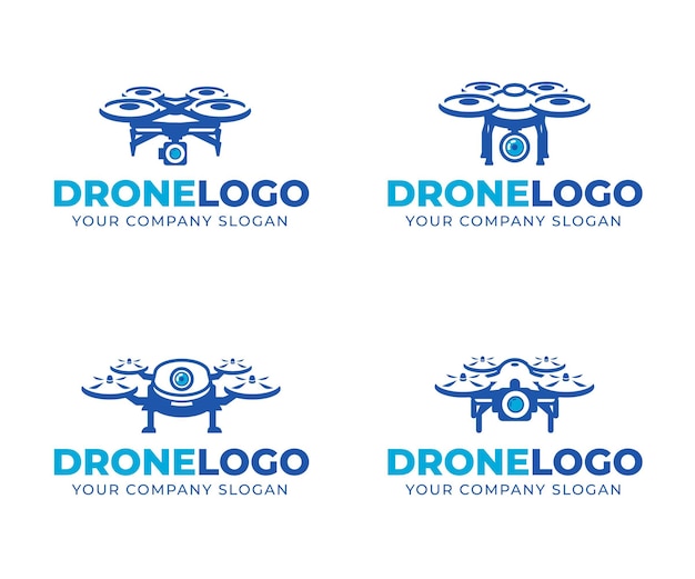 Vecteur gratuit collection de logo de drone plat