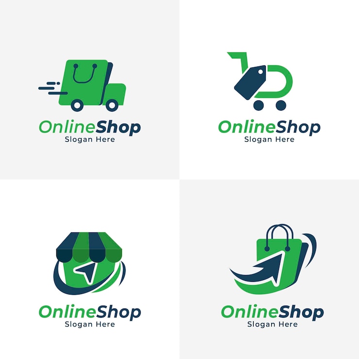 Vecteur gratuit collection de logo e-commerce plat