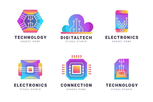 Collection de logo électronique dégradé