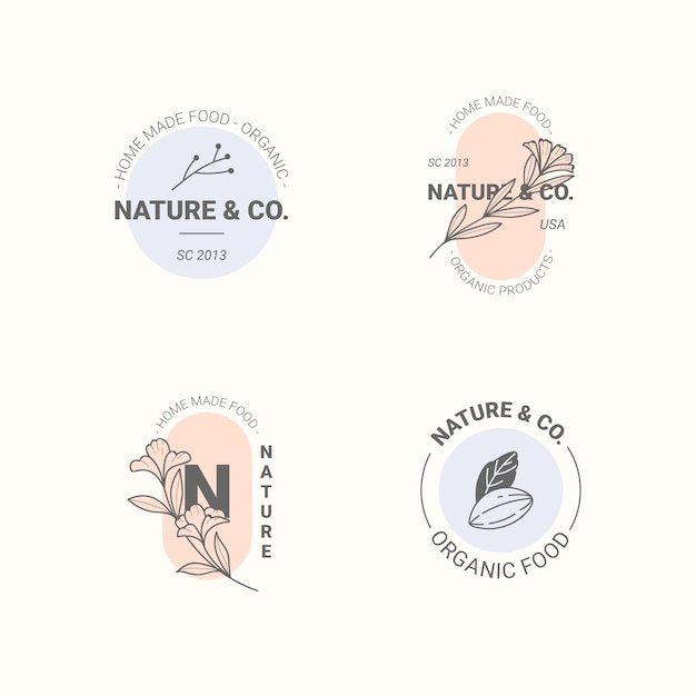 Collection De Logo D'entreprise Naturelle Dans Un Style Minimal