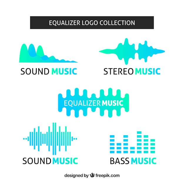 Vecteur gratuit collection de logo equalizer avec un design plat