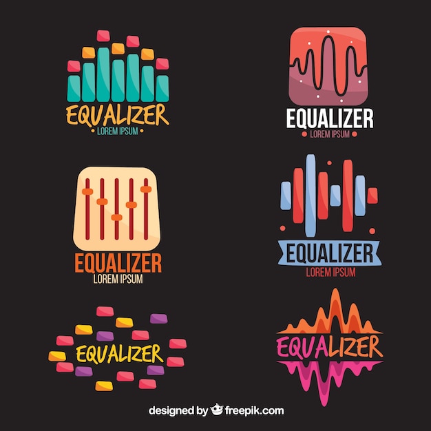 Vecteur gratuit collection de logo equalizer avec un design plat