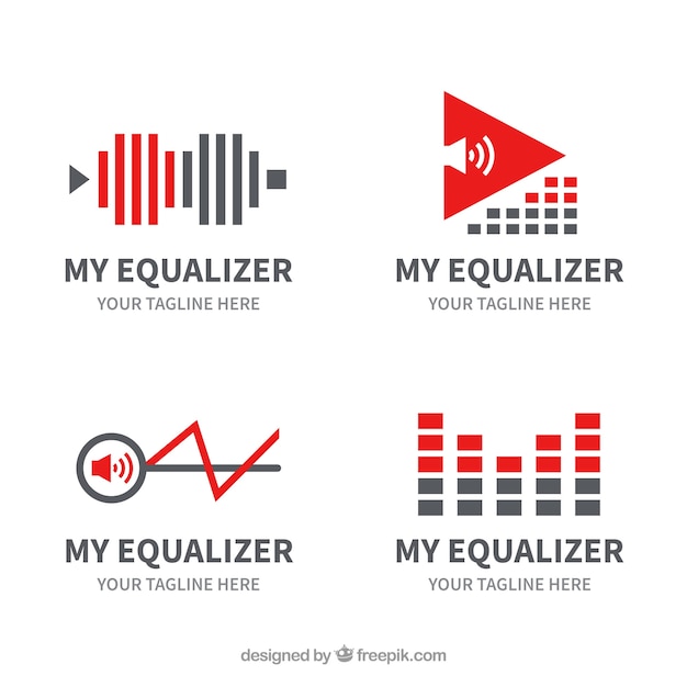 Vecteur gratuit collection de logo equalizer avec un design plat