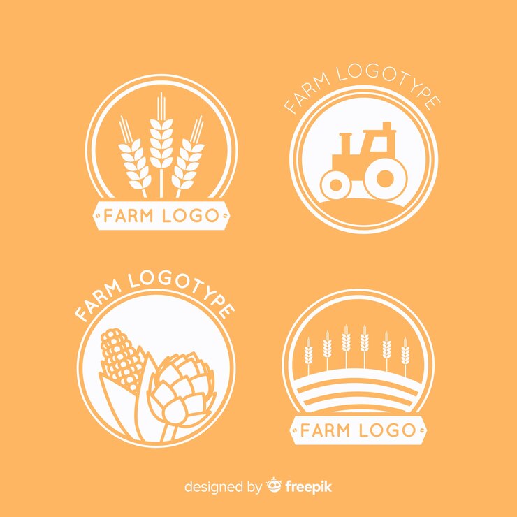 Vecteur gratuit collection de logo ferme orange plat
