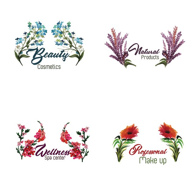 Collection de logo floral à l&#39;aquarelle
