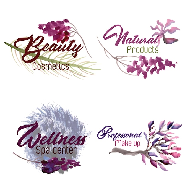 Collection De Logo Floral à L'aquarelle