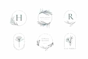 Vecteur gratuit collection de logo floral minimaliste