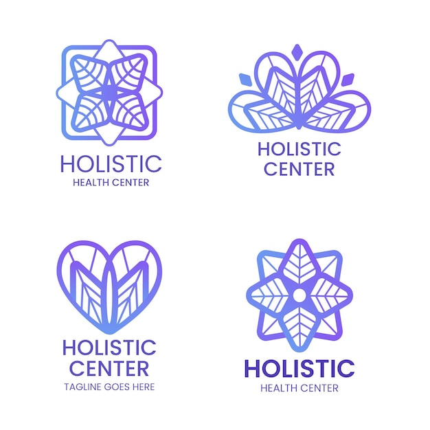 Vecteur gratuit collection de logo holistique dégradé