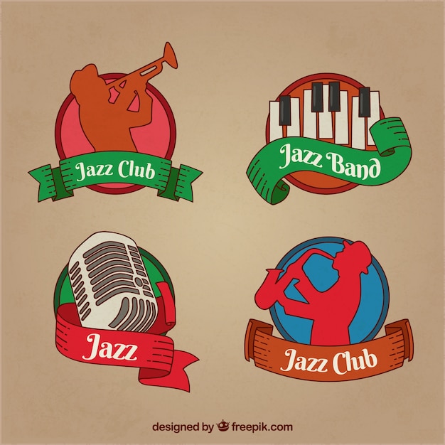 Collection De Logo Jazz Avec Style Dessiné à La Main