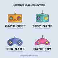 Vecteur gratuit collection de logo de joystick avec un design plat