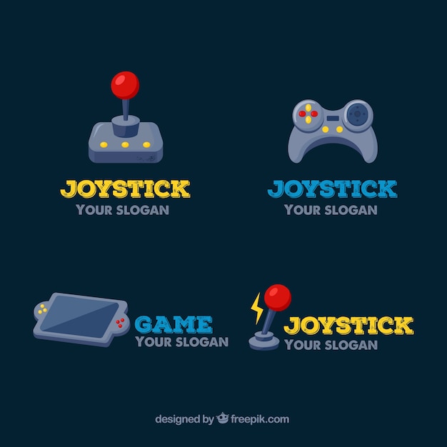Vecteur gratuit collection de logo de joystick avec un design plat