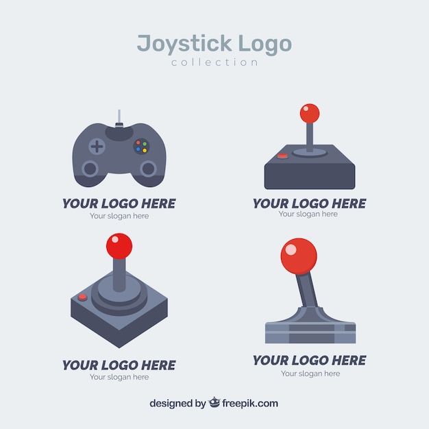 Vecteur gratuit collection de logo de joystick avec un design plat
