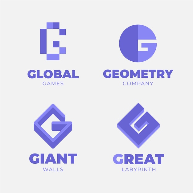 Vecteur gratuit collection de logo lettre g design plat