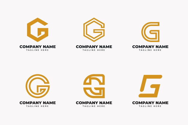 Vecteur gratuit collection de logo lettre g design plat