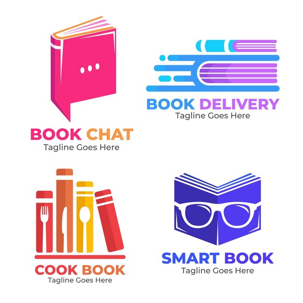 Collection de logo de livre plat
