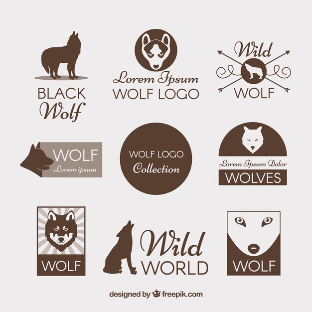 Collection de logo loup vintage