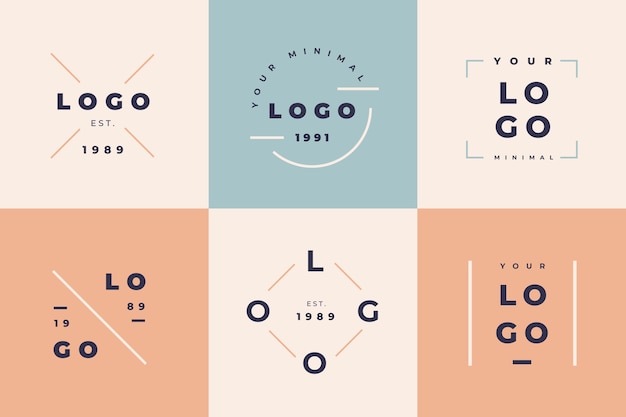 Vecteur gratuit collection de logo minimal avec des couleurs pastel