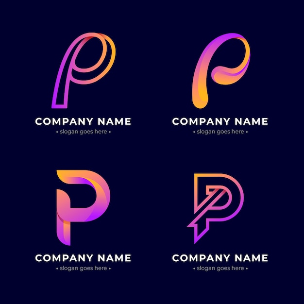 Vecteur gratuit collection de logo p de couleur dégradé