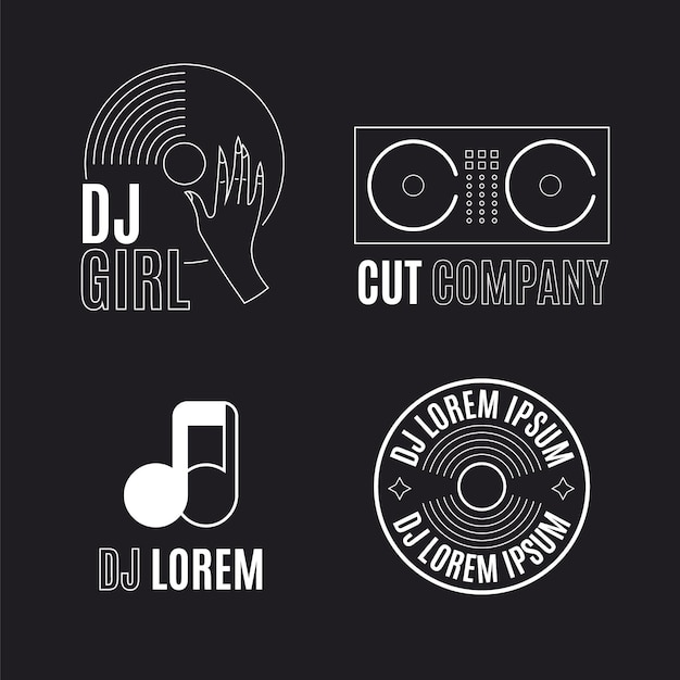 Vecteur gratuit collection de logo plat dj