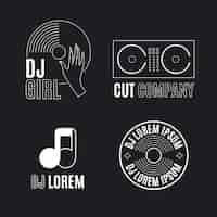 Vecteur gratuit collection de logo plat dj