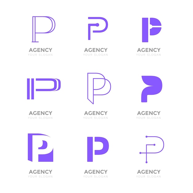 Vecteur gratuit collection de logo plat p