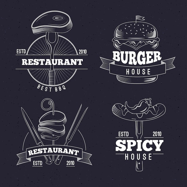 Vecteur gratuit collection de logo restaurant rétro