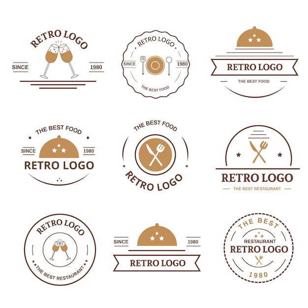 Vecteur gratuit collection de logo restaurant rétro