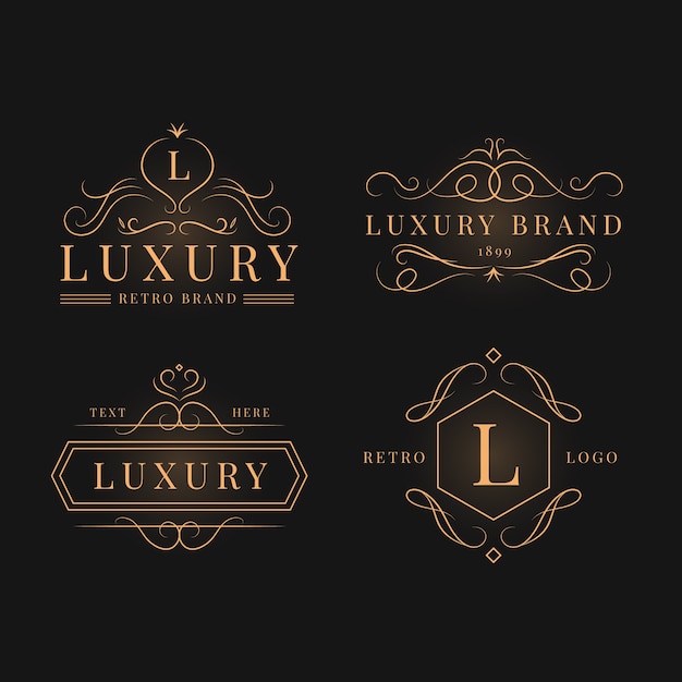 Vecteur gratuit collection de logo rétro de luxe