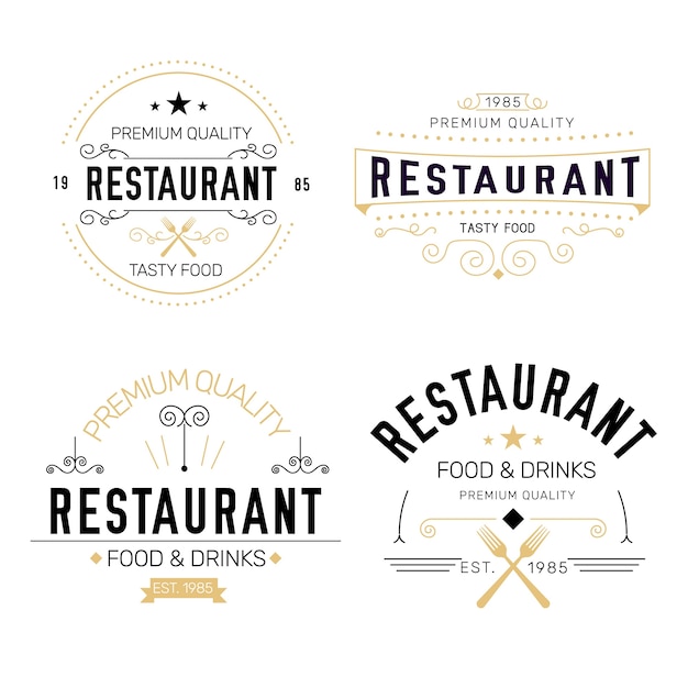 Vecteur gratuit collection de logo rétro de restaurant
