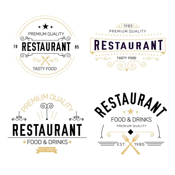 Vecteur gratuit collection de logo rétro de restaurant