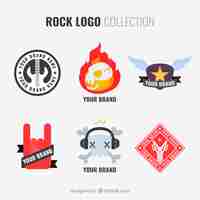 Vecteur gratuit collection de logo de rock avec un design plat