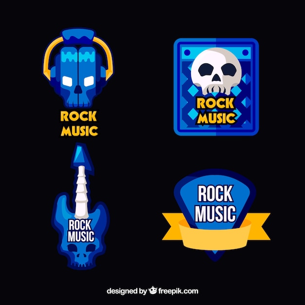 Vecteur gratuit collection de logo de rock avec un design plat