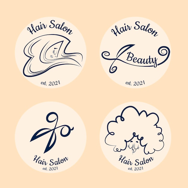 Vecteur gratuit collection de logo de salon de coiffure