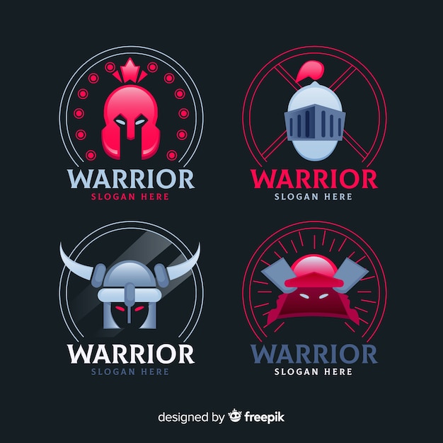 Vecteur gratuit collection de logo de sport de guerrier moderne