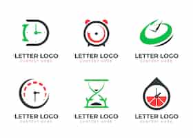 Vecteur gratuit collection de logo de temps plat
