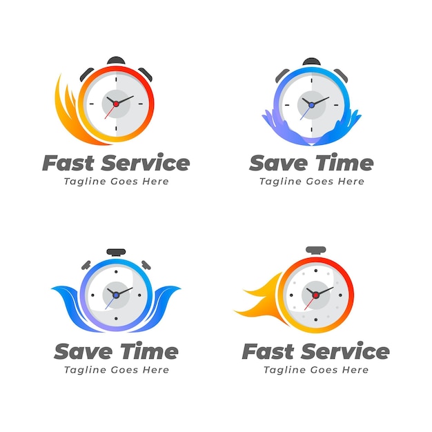 Vecteur gratuit collection de logo de temps plat