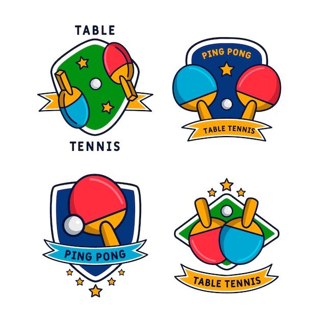 Vecteur gratuit collection de logo de tennis de table