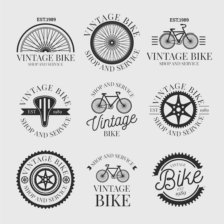 Vecteur gratuit collection de logo vélo vintage